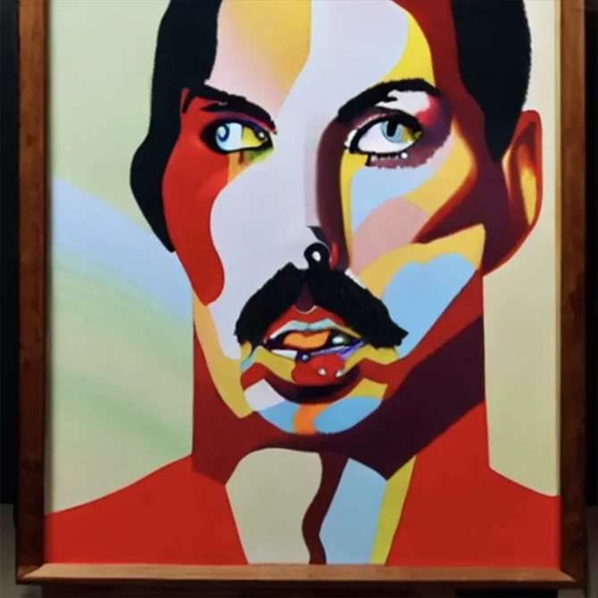 Freddie Mercury in the style of George Condo     5